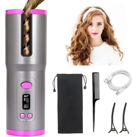 Fer à Boucler Automatique Sans Fil Crazy Beauty - Mini, 6 Températures, Plaques Céramiques, Neuf