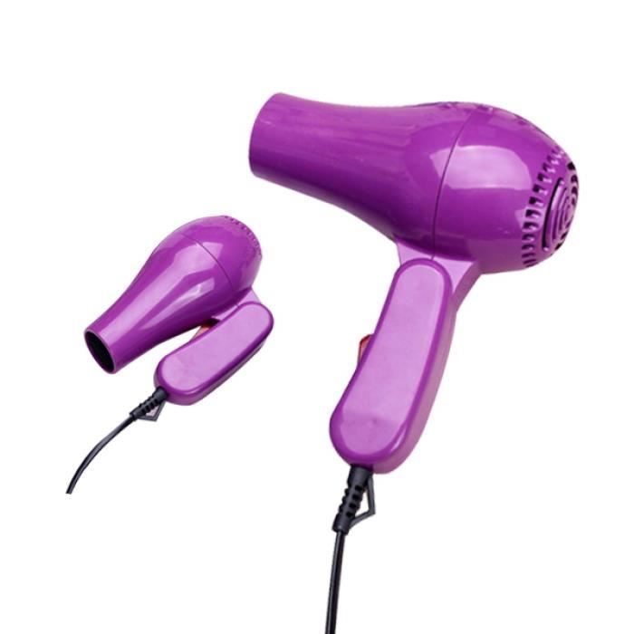 Mini-sèche cheveux pliable * Dimensions plié : 16 x 10 x 6 cm * Matière : plastique et métal * Alimentation : prise secteur * ens...