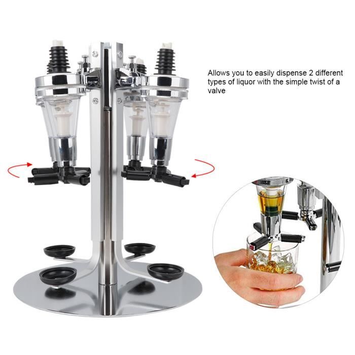 Drfeify Sac Distributeur Boissons Alcool Support à Bouteille Rotatif 4 Bouteilles Distributeur Bar HB038
