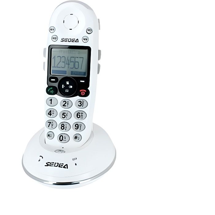 TELEPHONE SANS FIL AMPLIFIE SENIOR CLAVIER GROSSES TOUCHES SONNERIE FLASH 80 dB