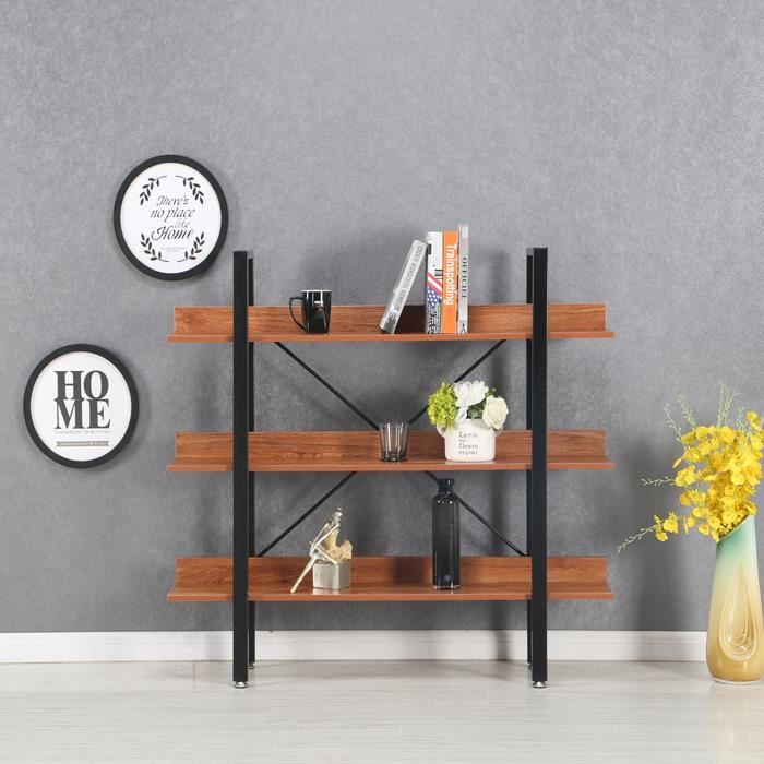 Étagères style industriel en bois foncé 106cm - Ekero - DESIGNETSAMAISON
