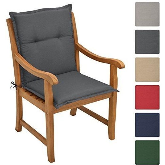 Beautissu Coussin dossier bas Loft NL 100x50x6cm Gris Graphite - Coussin chaise bas - Coussin exterieur jardin