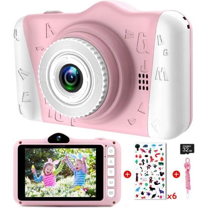 Appareil Photo Enfants - Appareil Photo Numérique pour Enfants avec 3,5 Pouces Grand écran 1080P HD 12MP Carte SD 32 Go Intégré