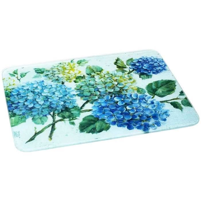 Planche à découper en verre lisse hortensias148