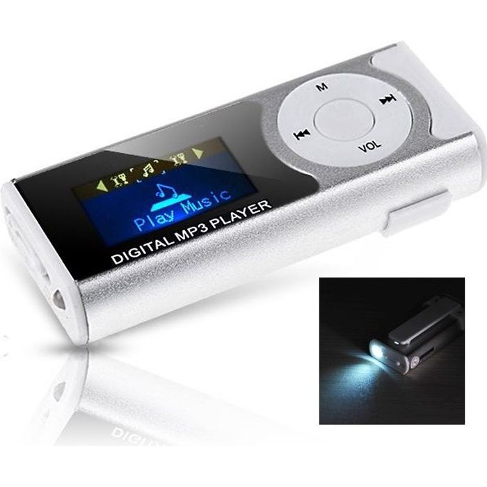 Lecteur MP3 avec écran digital et lampe de poch…