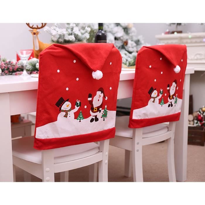 Housse de Chaise Noël,Décoration de Noël,Chapeau Homme de Neige Père Noël pour Salle à Manger Party,Anniversaire Mariage-6pcs