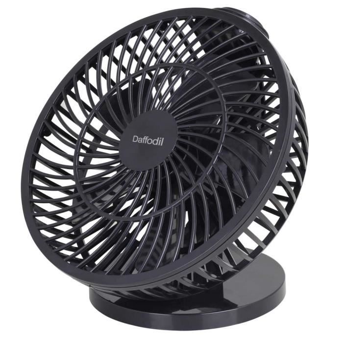 Ventilateur de Bureau Silencieux USB Portable – DAFFODIL UFN120 – Angle et Vitesse Ajustable, Petit Ventilo Stable 18 cm - Noir