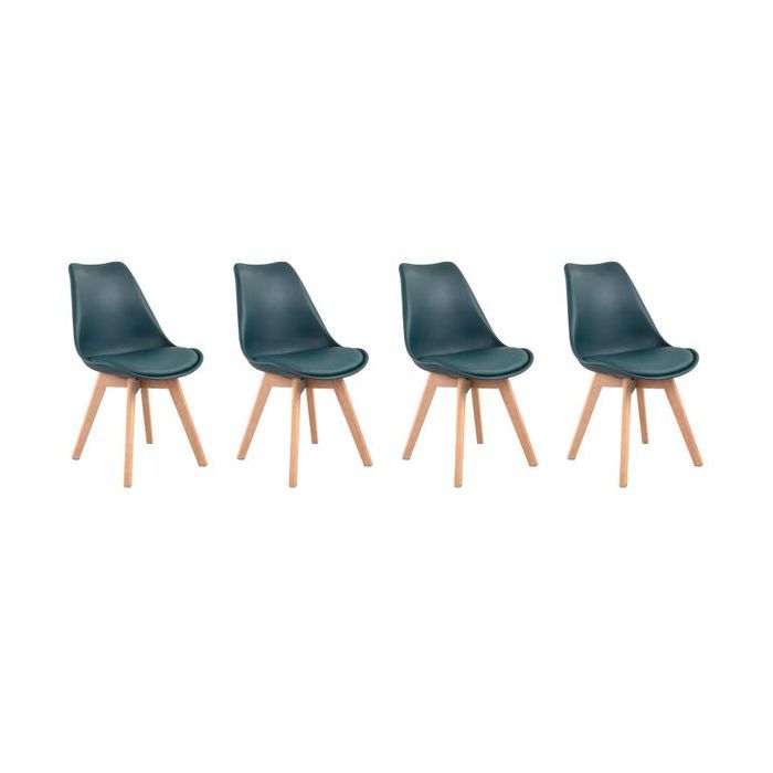 Lot de 4 chaises scandinaves NORA bleues avec coussin
