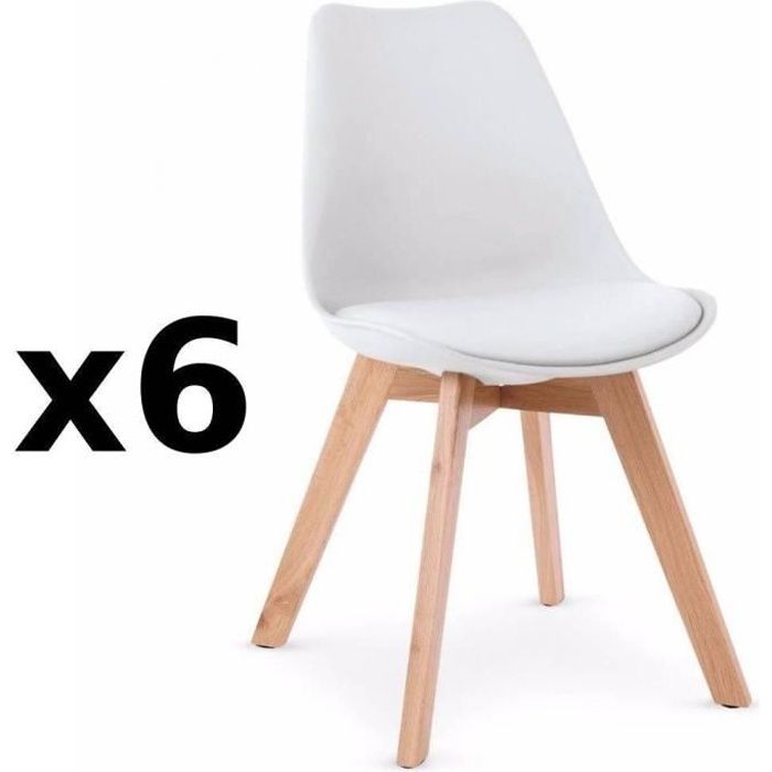 Lot de 6 chaises OSLO design scandinave piétement en hêtre