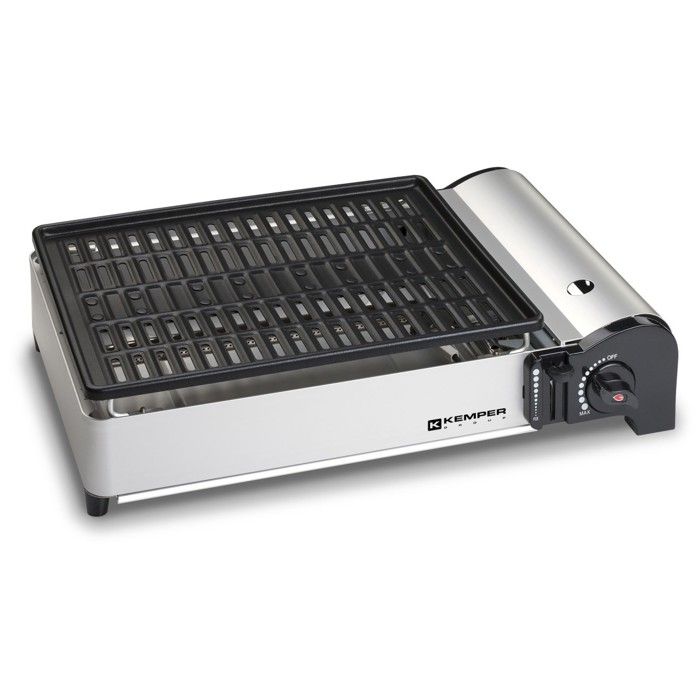 Barbecue gaz portable à gaz KEMPER 1.9 KW compact plaque anti adhésive table balcons terrasses camping table
