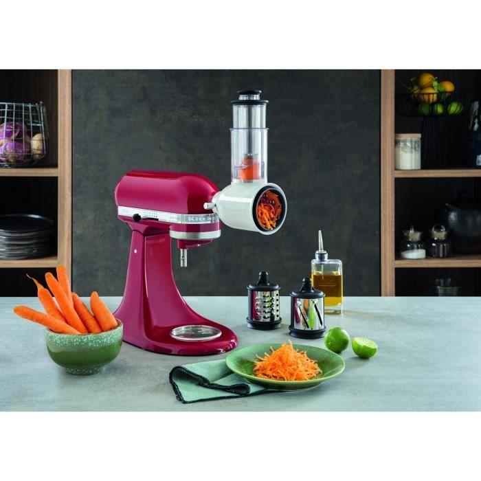 Pack KITCHENAID 5KSM125EER Robot pâtissier multifonction à tête inclinable de 4,8 L ARTISAN KitchenAid et Tranchoir/râpe à cylindres