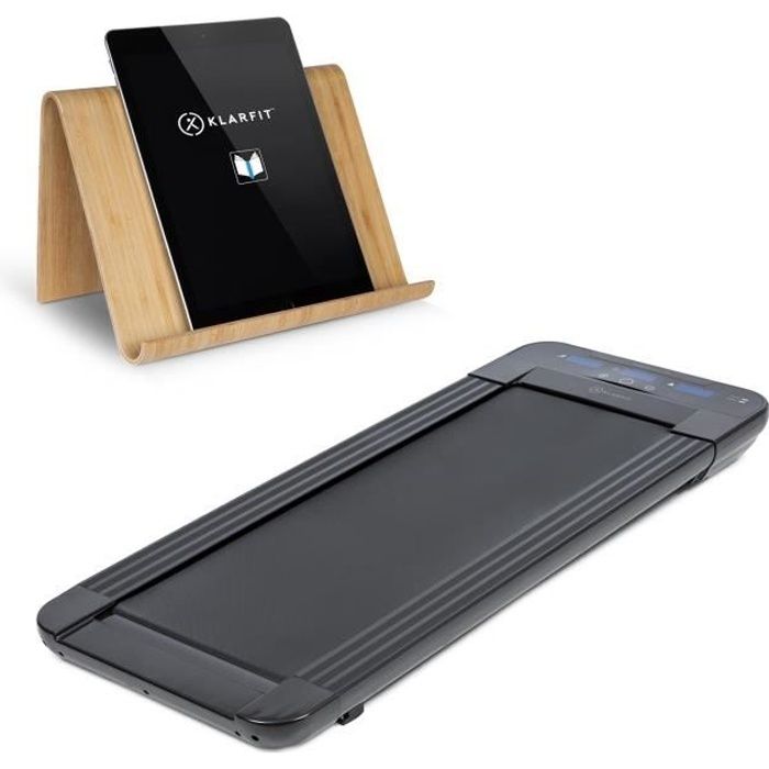 Klarfit Workspace Go Light Tapis de course cardio-training ultra-léger + support de tablette en bambou véritable