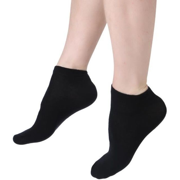 ABI - Chaussettes Courtes Socquettes Noir Coton Homme Femme Sans couture (10 Paires)