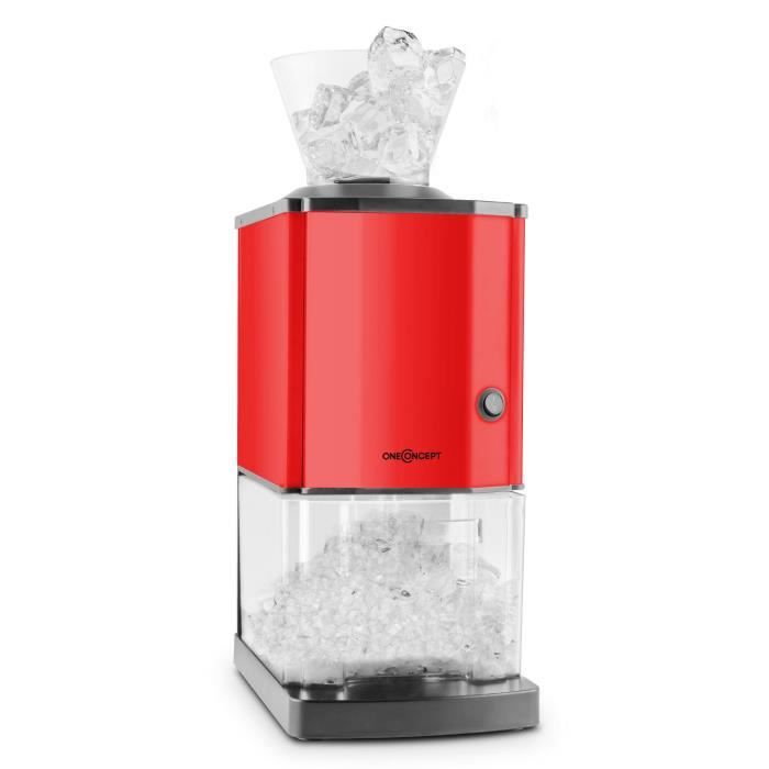 oneConcept Icebreaker Broyeur à glace (15 kg/h, capacité de 3,5 l , entonnoir de remplissage, châssis acier, 220-240V) - rouge