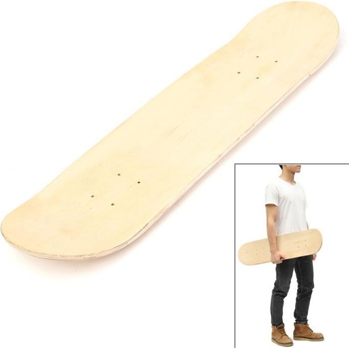 TEMPSA 8 Pouces Planche à Roulette Skate-board Deck DIY Beige Bois
