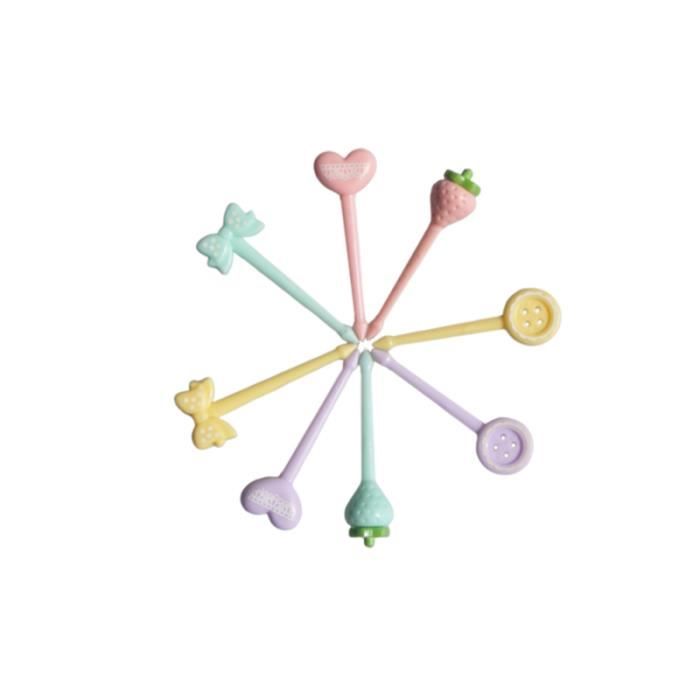 8pcs Mignon Mini Fourchette À Fruits En Boîte Lunch Décoratif Bâton De Pics Cuisine Gadget PICS APERITIF NON