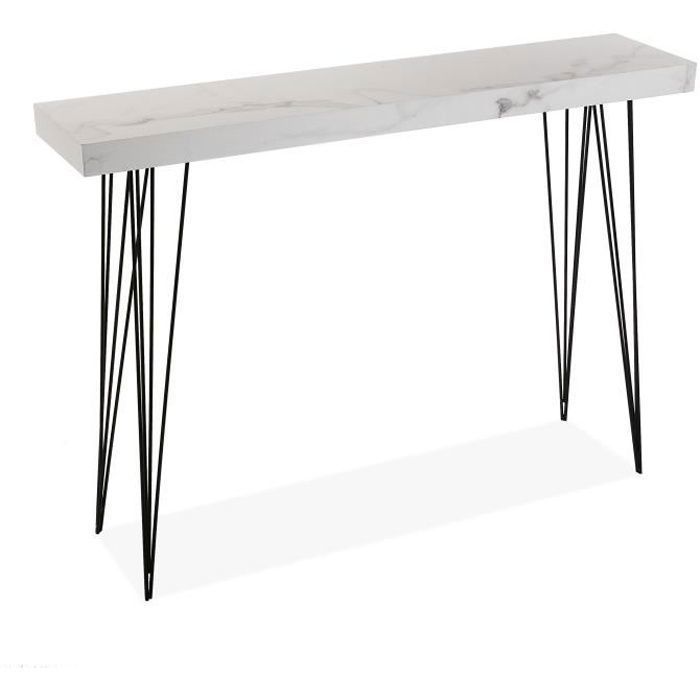 Versa Carole Meuble d'Entrée Étroit pour l’Entrée ou Couloir, Table console, Dimensions (H x l x L) 80 x 25 x 110 cm, Bois et métal,