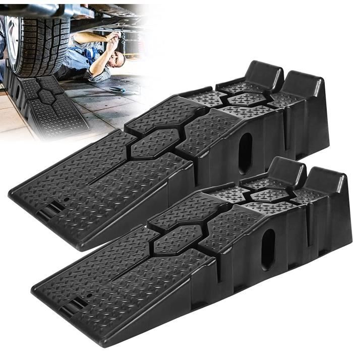 Lot de 2 rampes de chargement Rampe en plastique Plate-forme de levage pour allée de garage Plate-forme de levage 2500 kg de charge