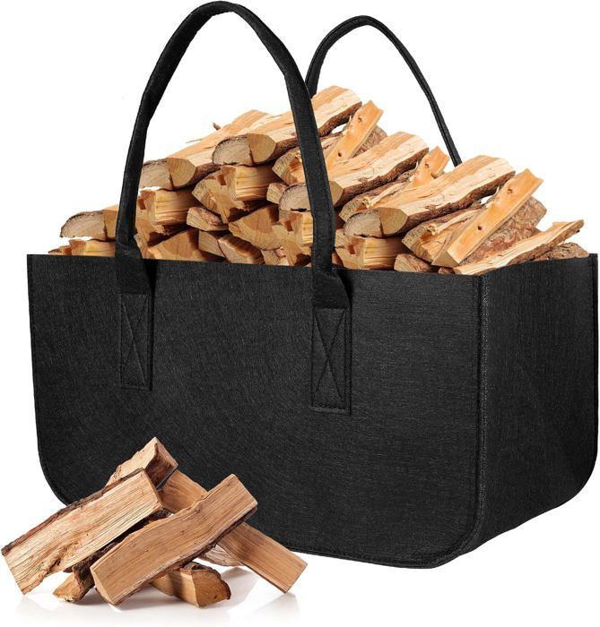 Sac a Buches, Pliable Panier Bois Pour Cheminée, Sac a Bois