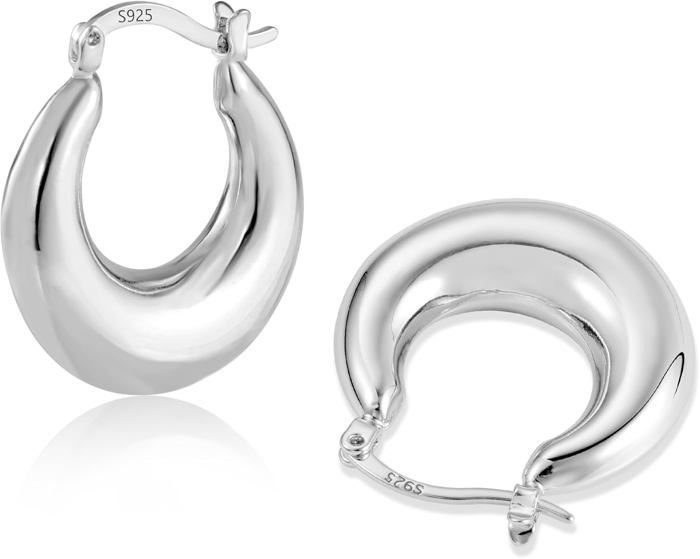 Paire De Boucles D'oreilles Créoles En Argent Massif - Diamètre 30 Mm - Occasion Excellent état