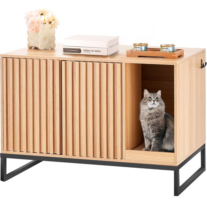 Comparer les prix de Meuble Cache Bac à Litière pour Chat-VEVOR-80x50,8x56 cm-Armoire en Bois pour Cacher la Plupart des Bacs à Litière pour Chats