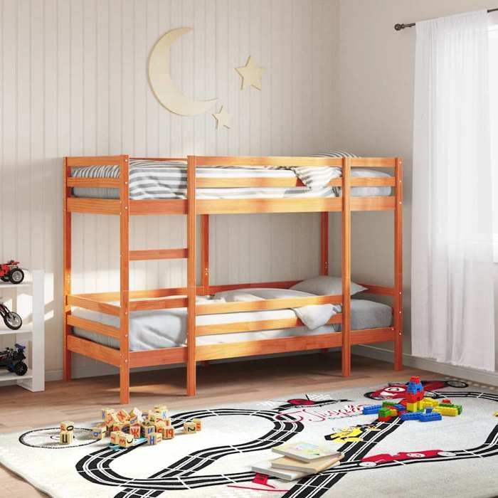 vidaXL Lit superposé sans matelas cire marron 90x190 cm pin massif 3284223