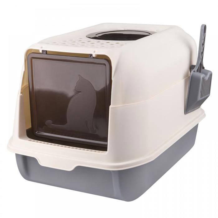 Comparer les prix de Amiremplie Bac à Litière pour Chat,Bac de Tiroir et Pelle à Litière,Portable,Grande Maison de Toilette Chat Pliable gris