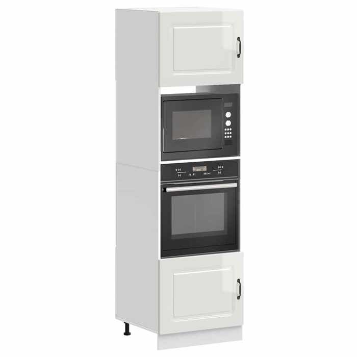vidaXL Armoires de four 2 pièces Kalmar Bois dingénierie blanc brillant 3315033