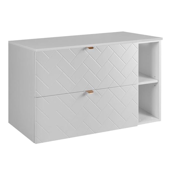 Meuble de salle de bain - Blanc - 100 x 57 x 46 cm - 2 tiroirs - Style contemporain