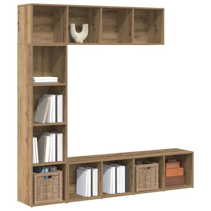 vidaXL Bibliothèques 3 pcs chêne artisanal bois dingénierie bibliothèque étagère de rangement armoire de bureau étagère 3328550