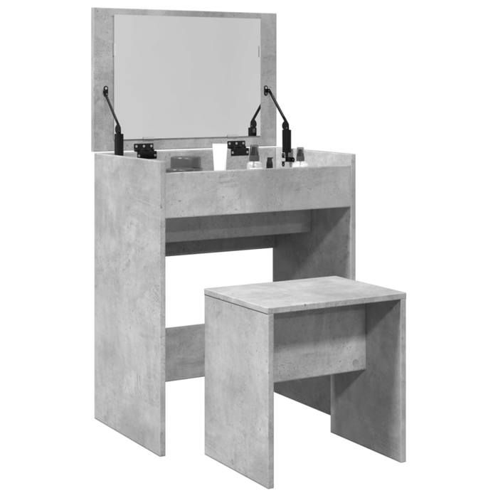 vidaXL Coiffeuse et tabouret gris béton 60x40x1135 cm 848216