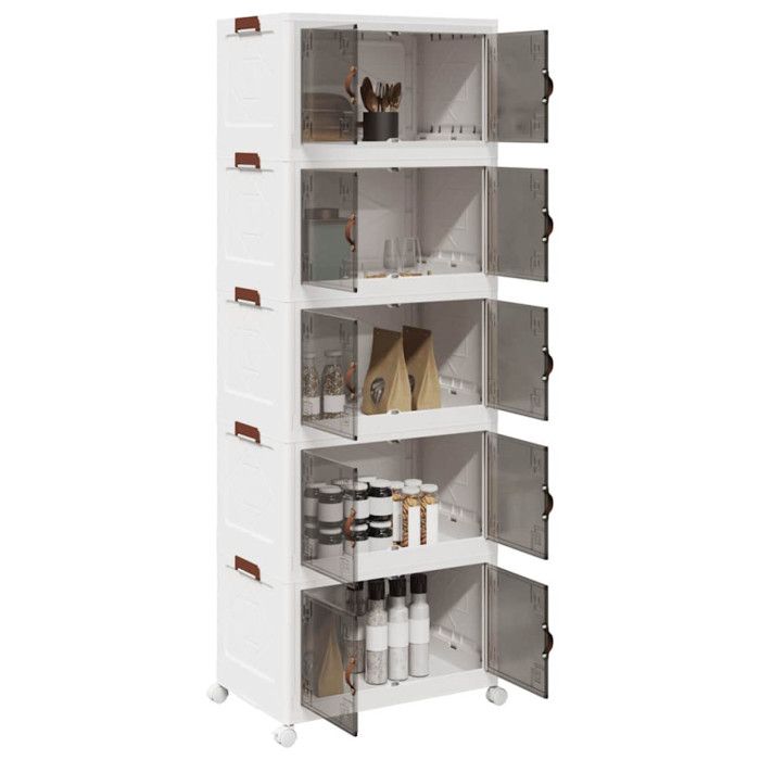 Boîte de rangement - VIDAXL - 5 niveaux - 75 L - Empilable - Avec roues