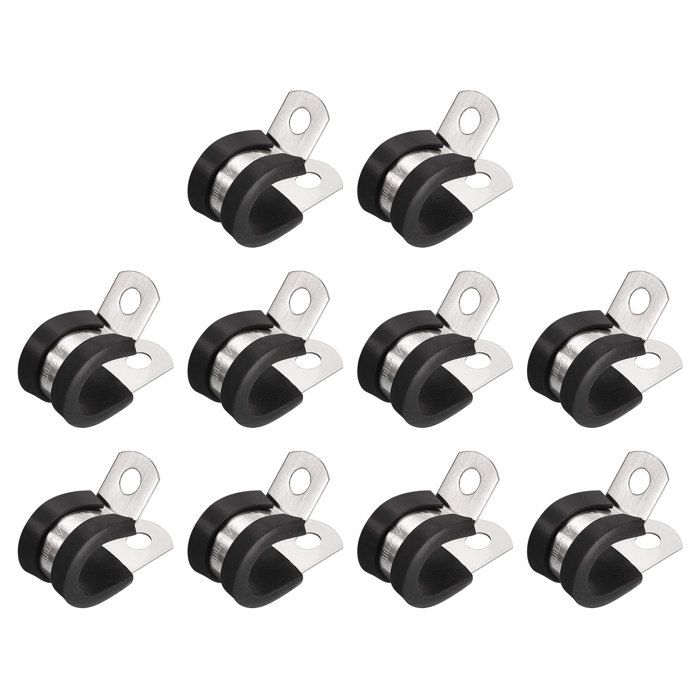 6 Pièces Collier De Serrage 48mm Acier Inox 304 Avec Caoutchouc Amortisseur - Fixation Tuyau Et Grillage