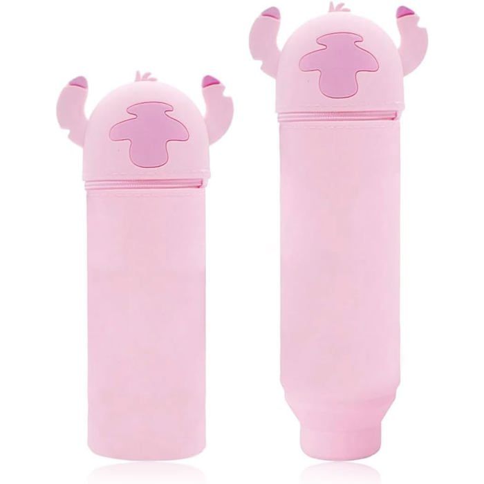 Trousse Scolaire 2 En 1 Kawaii Thème Teddy Bear En Silicone Souple - 3 Compartiments - Neuf Avec étiquette