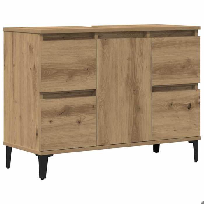 196931& Armoire dévier - Haut de gamme - Meuble sous lavabo chêne artisanal 80x33x60 cm - Bois - Panneaux de particules