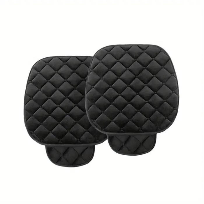 Housses de siège auto en peluche (2 pièces) - Protections universelles pour voitures maisons bureaux et chaises (noir)