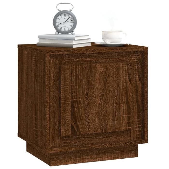 Table de chevet moderne - vidaXL - Chêne marron - Bois dingénierie - 44x35x45 cm - Compartiment avec porte Table de chevet moderne - vidaXL - Chêne marron - Bois dingénierie - 44x35x45 cm - Compartiment avec porte