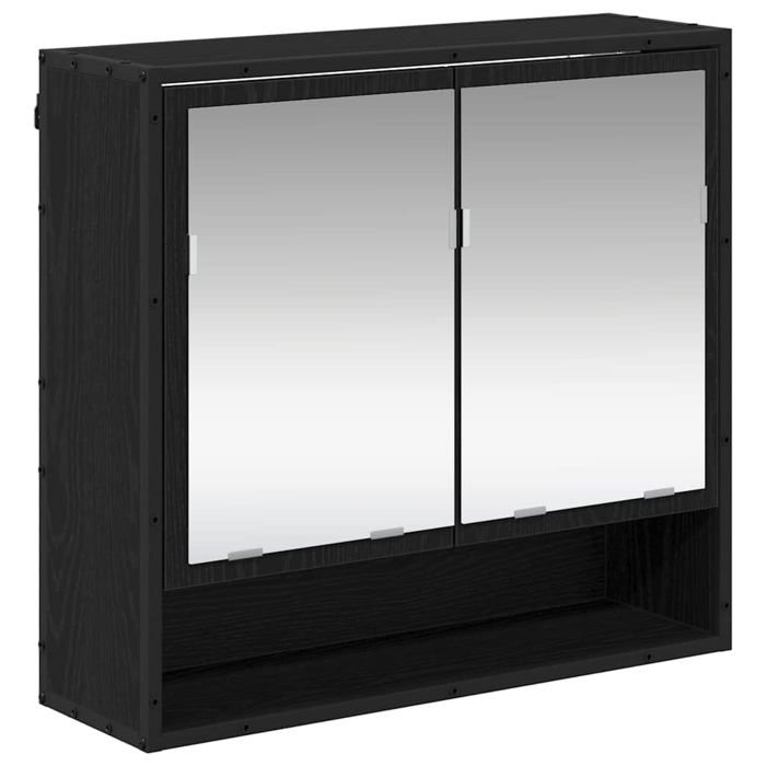 Armoire miroir de salle de bain - vidaXL - Chêne noir - 65x20x60 cm - Bois dingénierie - Miroir intégré