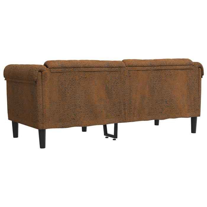 BURKE@ Sofa salon à deux places - Canapé DOUBLE - montage simplifié - marron similicuir daim 182x77x74 cm SS270