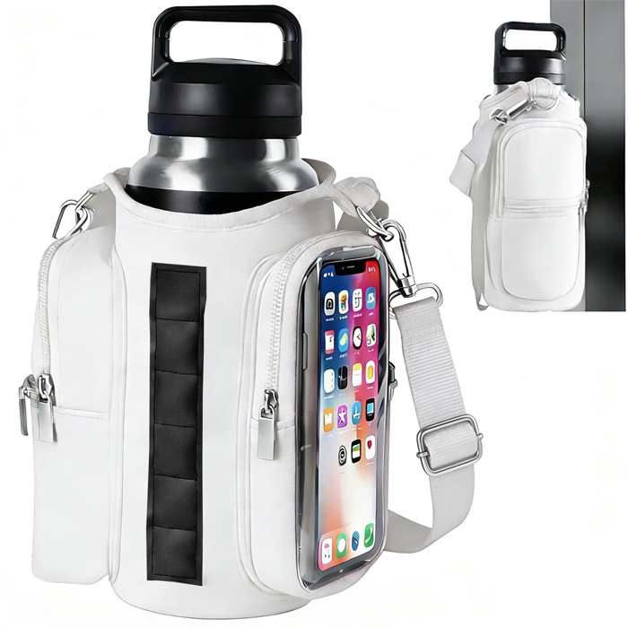 Sac isotherme multifonction sport extérieur pochette magnétique portable bandoulière support gourde entraînement blanc