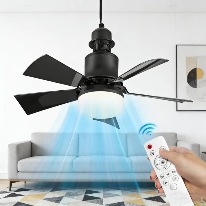 Ventilateur de plafond LED avec télécommande pour gradation adapté au salon au bureau à usage domestique 30W E27 3 vitesses