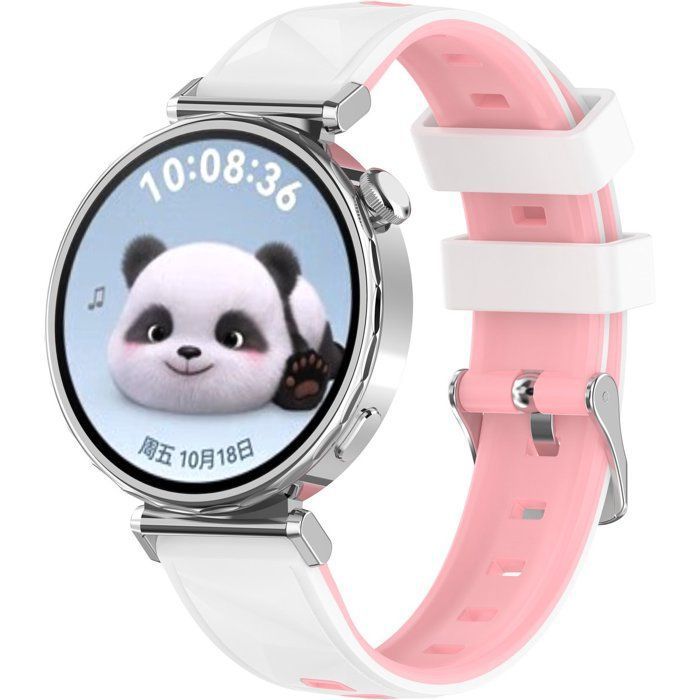 Stravo bracelet silicone 18 mm slim bicolore 3D compatible Garmin Venu 2S/3S Forerunner 255S Huawei GT5/GT6 Blanc/Rose