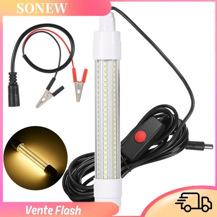 Sonew Lampe de pêche 144 LED lumière de pêche Submersible sous-marine lampe de recherche de poisson pêche de nuit sport pack Jaune