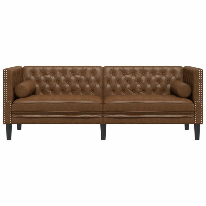 Canapé Chesterfield avec traversins 3 places - NANAS - Sofa-3 PERSONNES - SOFA DE SALON - similicuir daim C9800075