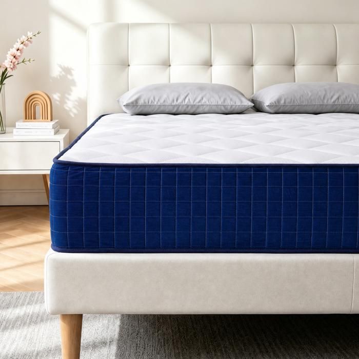 Matelas 140x190 cm Patbrela - 26 cm - mémoire de forme mousse HR soutien ferme 7 zones Côtés en velours Oeko-TEXAnti-acariens