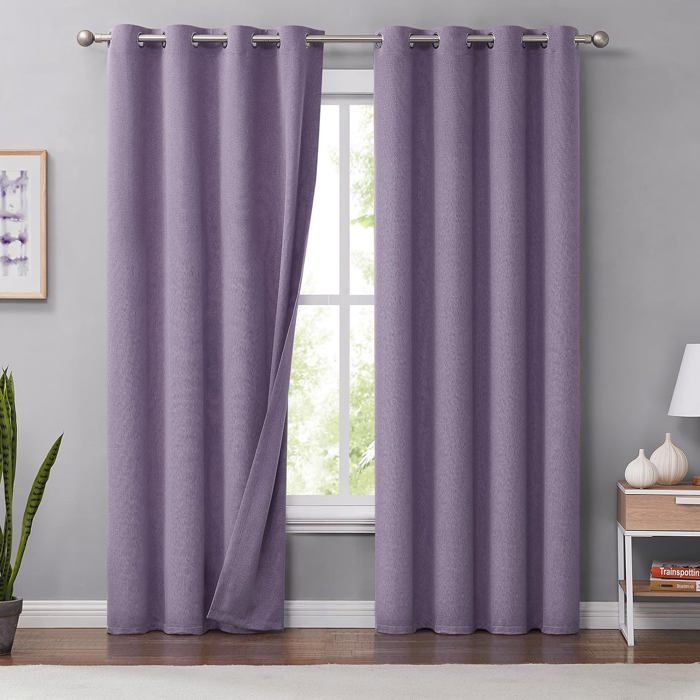 Lot De 2 Rideaux 100% Occultants Pour Chambre À Coucher Rideaux De Fenêtre À Isolation Thermique Et Phonique Avec Œillets E[RO408]