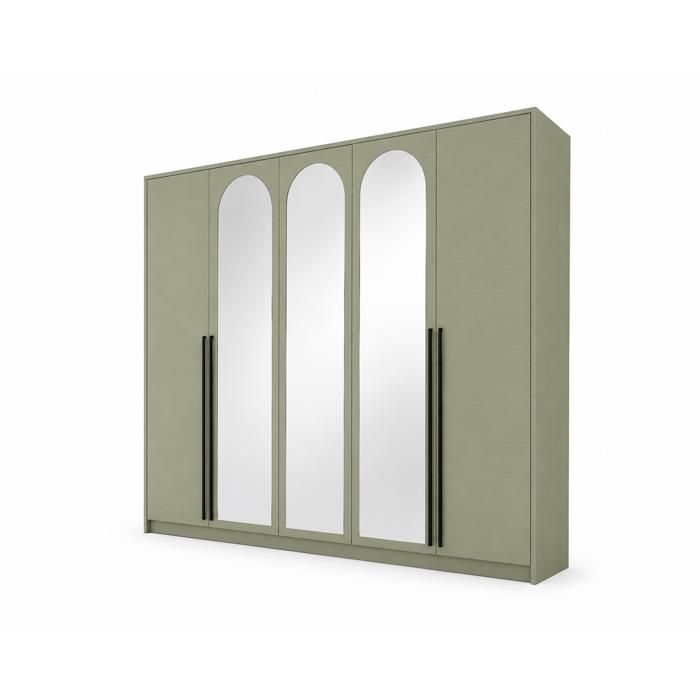Armoire-penderie - 3XE LIVING - STOLAR LUCA - Eucalyptus - 255 x 65 x 217 2 cm - 5 portes 11 étagères