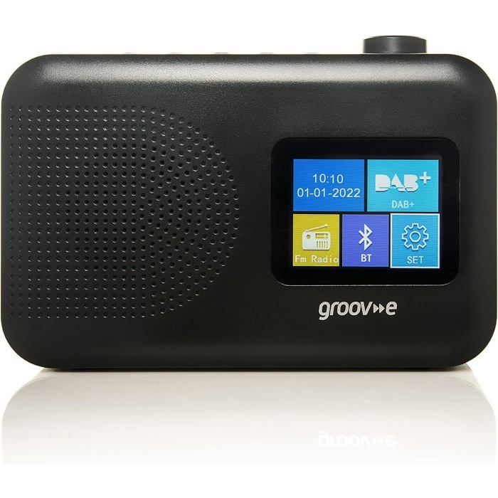 Radio numérique Dab & FM-Écran Couleur LCD-Réveil intégré et connectivité Bluetooth-Fonctionne sur Secteur ou à Piles-Noir