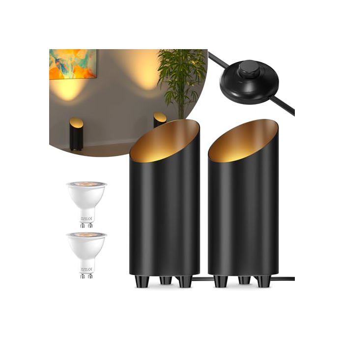 5W Applique Murale Interieur avec Interrupteur et Prise Lot de 2 spots LED dintérieur pour plantes et tableaux 3000 K