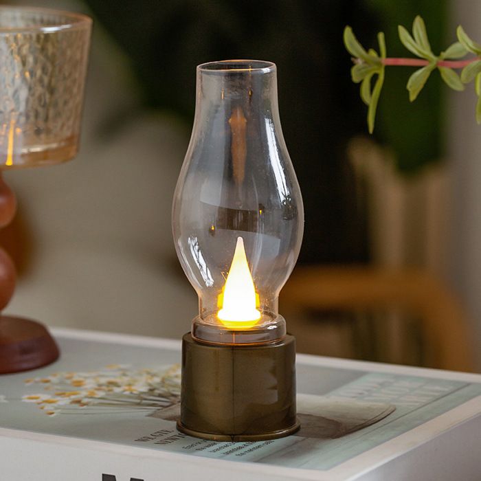 Mini lampe à kérosène bronze rétro veilleuse chambre photo bronze 0.06Wlot de deux
